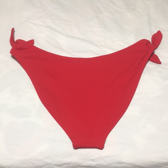 Forever 21 Red Ribbed Side Tie Bikini Swim Bottoms - Picture 7 of 8